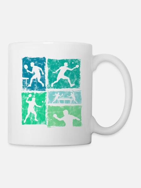 Tischtennis Moodboard für Ping-Pong Spieler - Tasse - Weiß