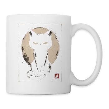 Schwarze Katze Halloween Vollmond - Tasse - Weiß - Rechts