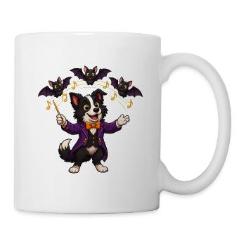 Border Collie leitet einen Halloween-Fledermauschor - Tasse - Weiß - Rechts