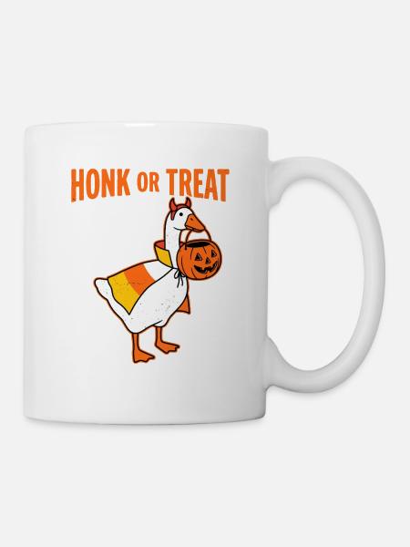 Hupen oder Leckerli Gans Halloween-Grafik - Tasse - Weiß