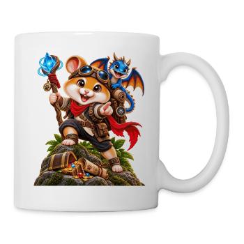 Abenteuer-Hamster mit blauem Drachen - Tasse - Weiß - Rechts