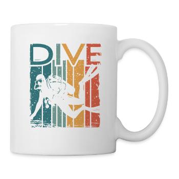 Retro Taucher DIVE Design Für Schnorchler Taucher - Tasse - Weiß - Rechts