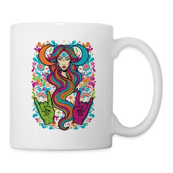 Hippie-Musik Trippy-Pilz-Batik-Rave Goa - Tasse - Weiß - Rechts