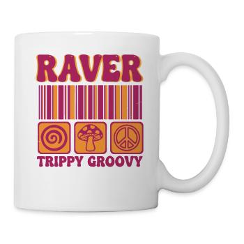 Raver Trippig Groovy Hippie Pilz-Rave - Tasse - Weiß - Rechts