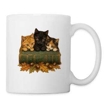 Lesende Katzen Bücherfreund Bibliothek Cottagecore - Tasse - Weiß - Rechts