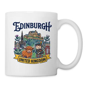 Edinburgh Scotland City Skyline And Landmarks - Tasse - Weiß - Rechts