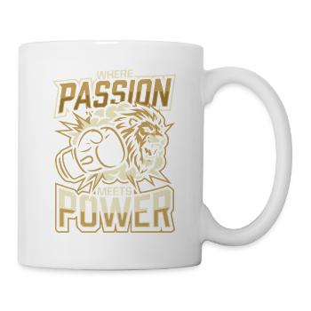 Passion Meets Power Gloves Boxing Gloves - Tasse - Weiß - Rechts