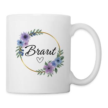Braut Herz Blumenkranz Lila - Tasse - Weiß - Rechts