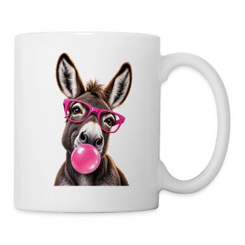 Âne Cool avec Lunettes Roses et Bubble Gum - Tasse - Weiß - Rechts