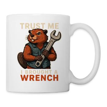Bibermechaniker mit Schraubenschlüssel - Tasse - Weiß - Rechts