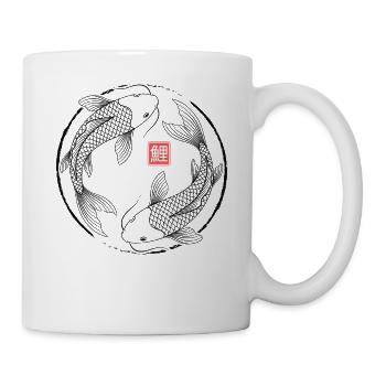 Koi Fish Japan Kanji Minimal Japanese Art - Tasse - Weiß - Rechts