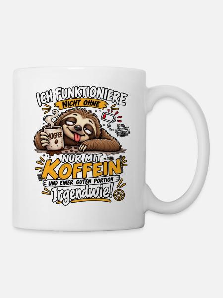 Müdes Faultier im Koffeinmodus - Tasse - Weiß