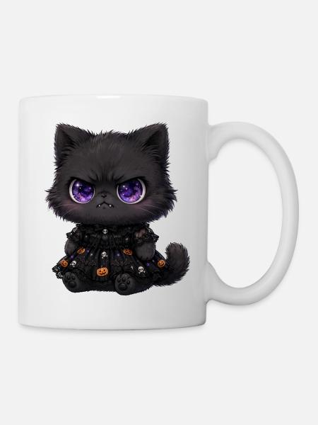 Kosmische Katze in Halloween-Spitze - Tasse - Weiß
