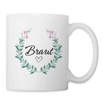 Braut Herz Kranz Rosa - Tasse - Weiß - Rechts