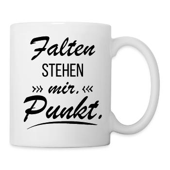 Falten stehen mir - Frecher Spruch - Tasse - Weiß - Rechts