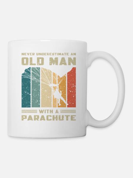 Fallschirmspringer Alter Mann mit Fallschirm Retro - Tasse - Weiß