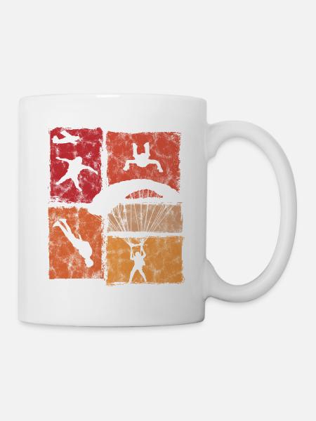 Fallschirmspringer Absprung Freifall Fallschirm - Tasse - Weiß