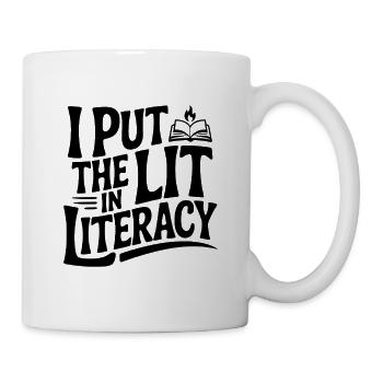 Ich setze die Literatur in Alphabetisierung - Tasse - Weiß - Rechts