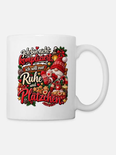 Lustiges Weihnachtsgeschenk Plätzchen Spruch - Tasse - Weiß