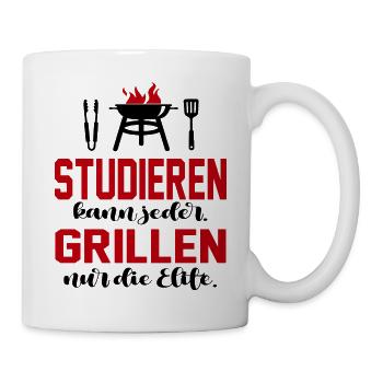 Studieren und Grillen kann die Elite Grillsprüche - Tasse - Weiß - Rechts