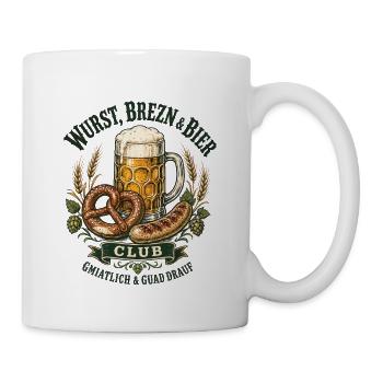 Brezn Bier Wurst Bayerische Brotzeit Shirt - Tasse - Weiß - Rechts