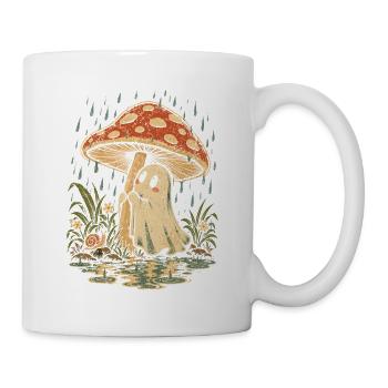 Whimsical ghost and red mushroom artwork set benea - Tasse - Weiß - Rechts