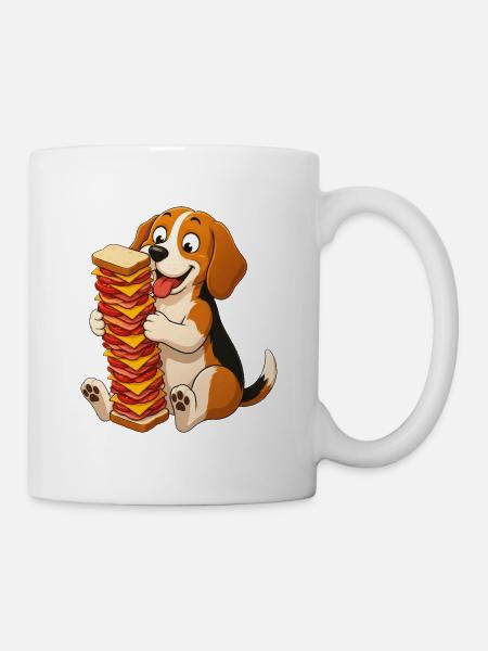 Beagle verschlingt ein riesiges Deli-Sandwich - Tasse - Weiß