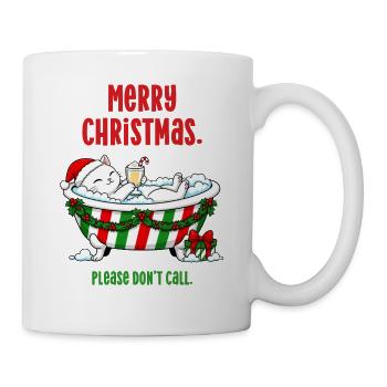 INFJ Weihnachtskatze, Schaumbad & Keine Anrufe - Tasse - Weiß - Rechts