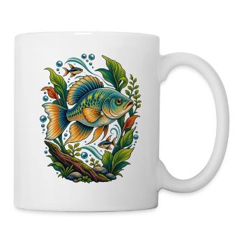 Süßwasserfisch – Retro Motiv für Angler - Tasse - Weiß - Rechts
