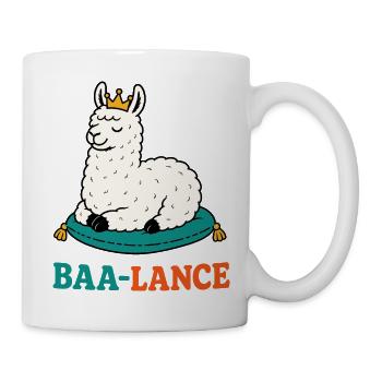 Baa-Lance – Königliches Lama in Balance - Tasse - Weiß - Rechts