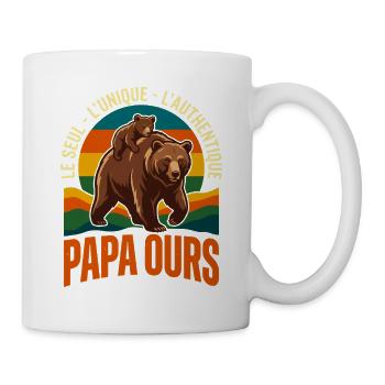 Papa Bear Einzigartiges Retro-Vatertagsgeschenk - Tasse - Weiß - Rechts