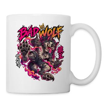 Bad Wolf Neon Flammenwolf - Tasse - Weiß - Rechts