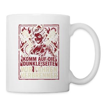 Komm auf die dunkle Seite, wir fahren Verbrenner - Tasse - Weiß - Rechts