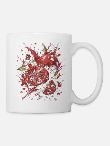 Granatapfel-Rubinrote Frucht-Spritzkunst - Tasse - Weiß