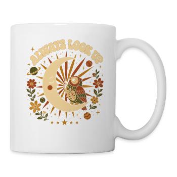 Immer Nach Oben Schauen Boho-mond-eule Himmlischer - Tasse - Weiß - Rechts