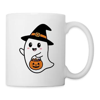 Kawaii Hexe Geist Süßigkeiten Kürbis Halloween - Tasse - Weiß - Rechts