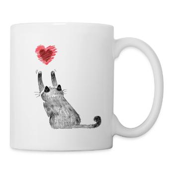 Katzen Katzenmutter Katzenkind Katze Herz - Tasse - Weiß - Rechts