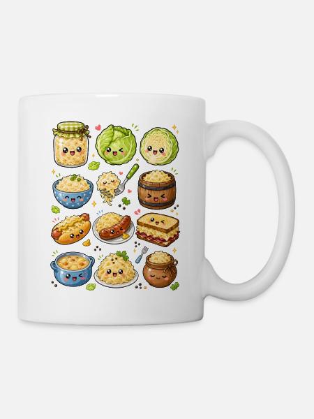 Kawaii Sauerkraut | Kohl & Hausmannskost - Tasse - Weiß