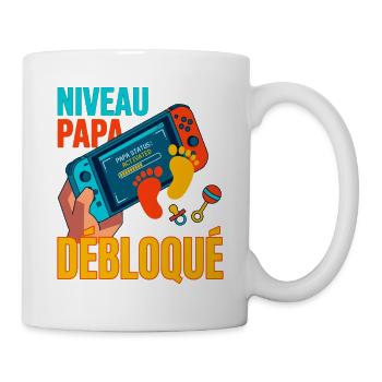 Papa-Level freigeschaltetes Geschenk für zukünftigen Vater - Tasse - Weiß - Rechts