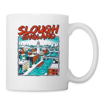 Retro Slough England Cityscape Skyline Novelty - Tasse - Weiß - Rechts