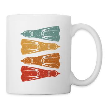 Retro Taucher Schwimmflossen Schnorchler Taucher - Tasse - Weiß - Rechts
