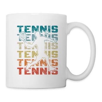 Retro Tennisspieler Spielt Vorhand - Tasse - Weiß - Rechts