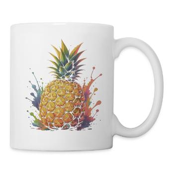 Tropische Ananas-Gelbe Frucht-Spritzkunst - Tasse - Weiß - Rechts