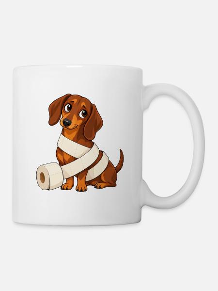 Dackel Papierkatastrophe - Tasse - Weiß