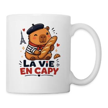  Das Leben In Capy Capybara Paris Baguette - Tasse - Weiß - Rechts