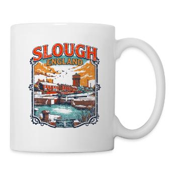 Retro Slough England Cityscape Skyline Novelty - Tasse - Weiß - Rechts