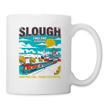 Retro Slough England Cityscape Skyline Novelty - Tasse - Weiß - Rechts