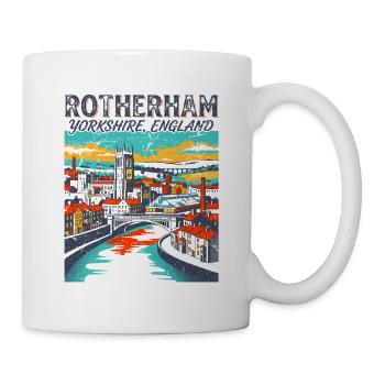 Retro Rotherham Yorkshire England City Skyline - Tasse - Weiß - Rechts
