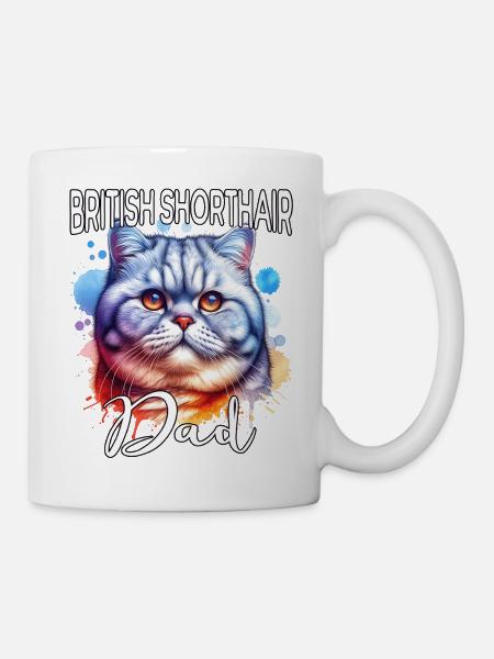 Britisch Kurzhaar Katze Papa - Tasse - Weiß