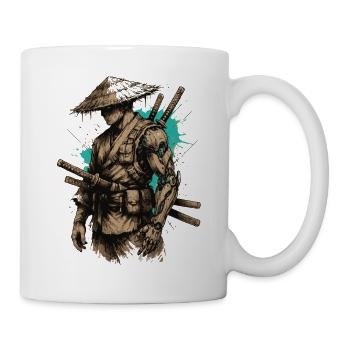Der Krieger zwischen Tradition und Cyberpunk - Tasse - Weiß - Rechts